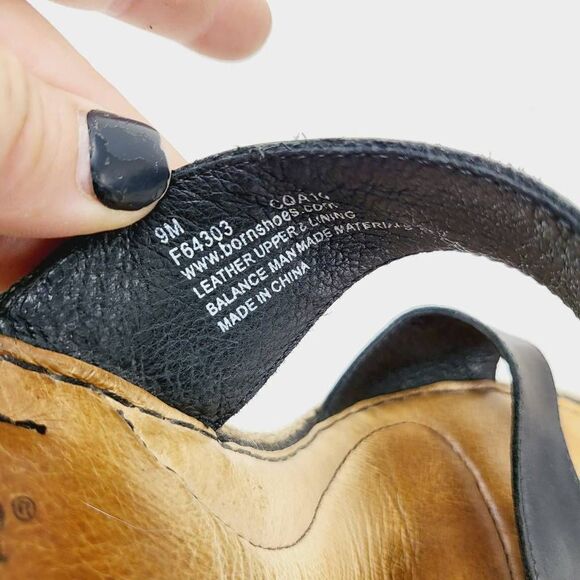 Born Black Leather Wedge sandals size 9 - Picture 11 of 13
